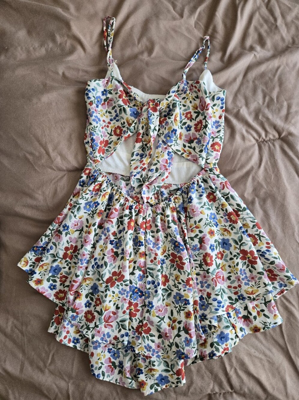 Floral Summer Romper in White with Multi-Color Bloom - Picture 3 of 3